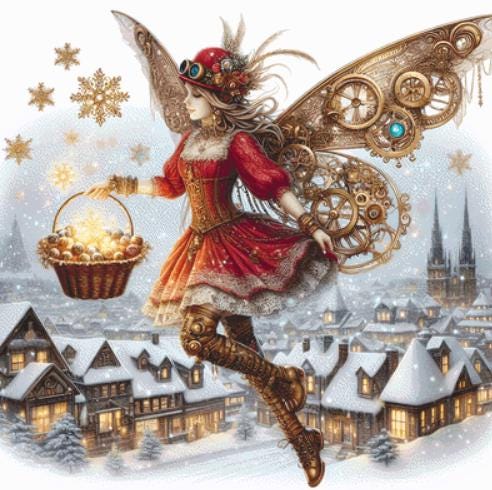 Steampunk Christmas Fairy 3 counted cross stitch pattern by AdneLStudio