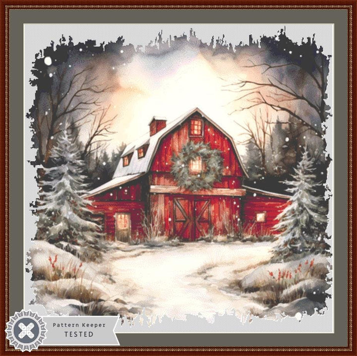 Christmas Barn counted cross stitch pattern by LemonBugDesignCompany