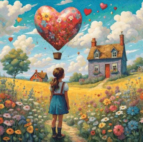 Longing for a Heart Shaped Aventure counted cross stitch pattern by World of Love Hearts/Adrian G. Eyre