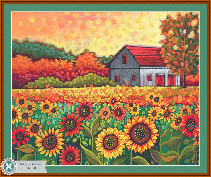 A Bright Sunflower Day (Max Size/Color) counted cross stitch pattern by Peggy Davis/Porterfields Fine Art Licensing