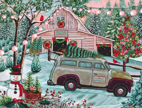 Christmas Tree Farm 2 counted cross stitch pattern by Peggy Davis/Porterfields Fine Art Licensing