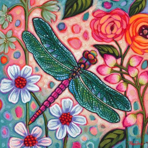 Taking Flight Dragonfly counted cross stitch pattern by Peggy Davis/Porterfields Fine Art Licensing