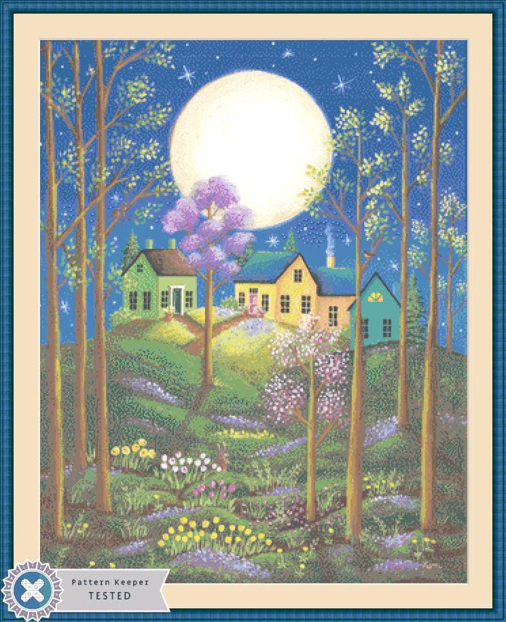 New Moon counted cross stitch pattern by Kim Leo licensed by JMS Art Licensing