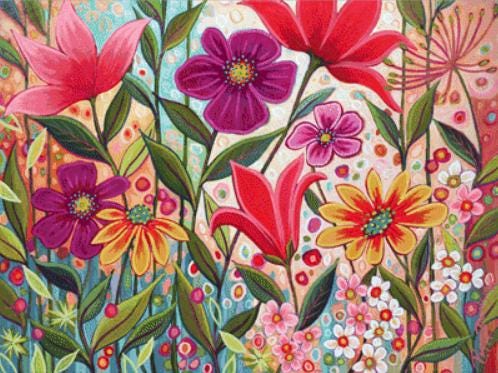 Fanciful counted cross stitch pattern by Peggy Davis/Porterfields Fine Art Licensing