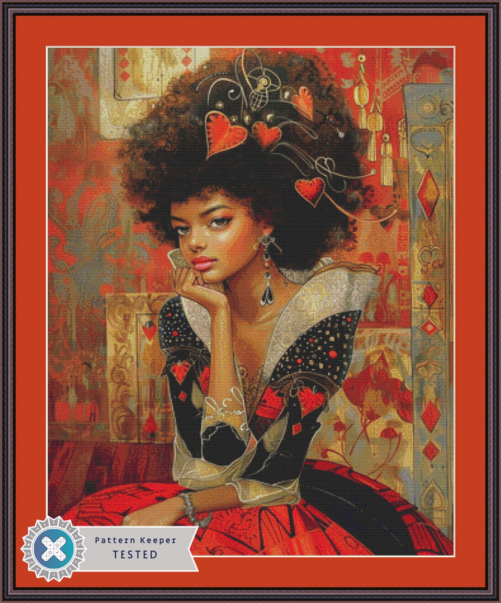 The Queen of Hearts (Reg) Version 2 counted cross stitch pattern by The Art Revivalist