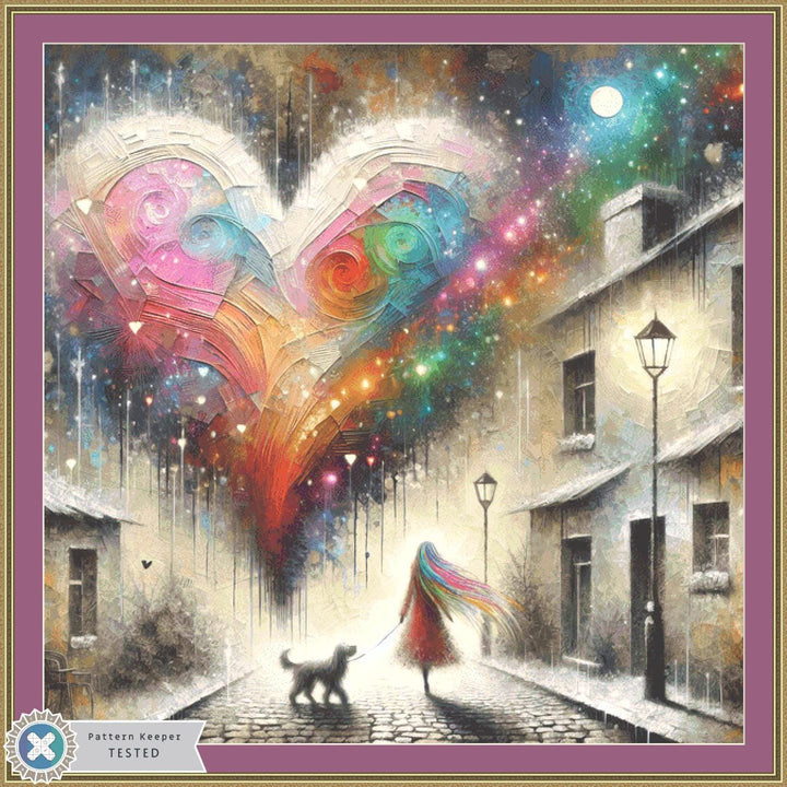 Strolling into my Vivid Destiny (Max Size/Color) counted cross stitch pattern by World of Love Hearts/Adrian G. Eyre