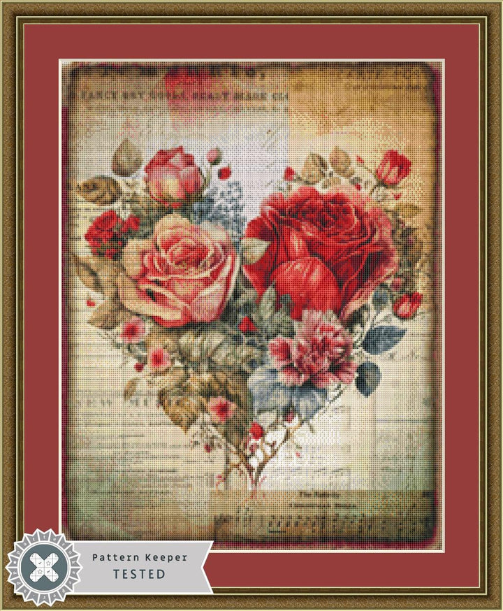 Heart of Roses (Small) counted cross stitch pattern by Sharm Studio