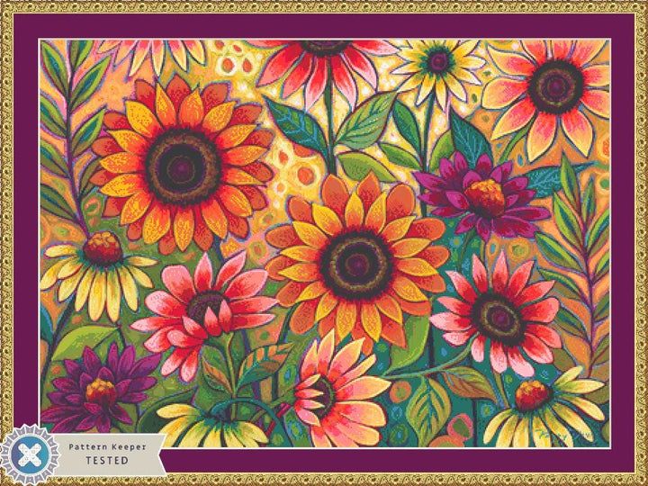 Fall Sunflower Surprise counted cross stitch pattern by Peggy Davis/Porterfields Fine Art Licensing