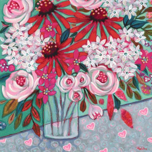 Shimmering Pink Bouquet counted cross stitch pattern by Peggy Davis/Porterfields Fine Art Licensing