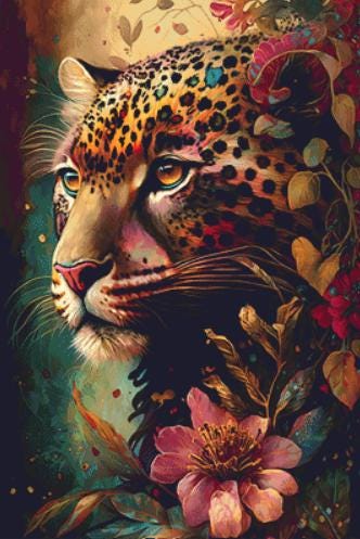 Watercolor Leopard counted cross stitch pattern by Digital Art Club AU