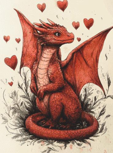 Dragon Hearts counted cross stitch pattern by Serr.Kai A Quill & Ink