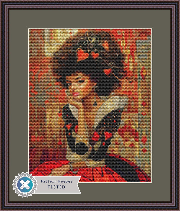 The Queen of Hearts (Small) counted cross stitch pattern by The Art Revivalist