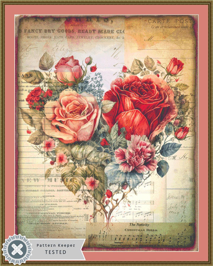 Heart of Roses (Max Size/Color) counted cross stitch pattern by Sharm Studio
