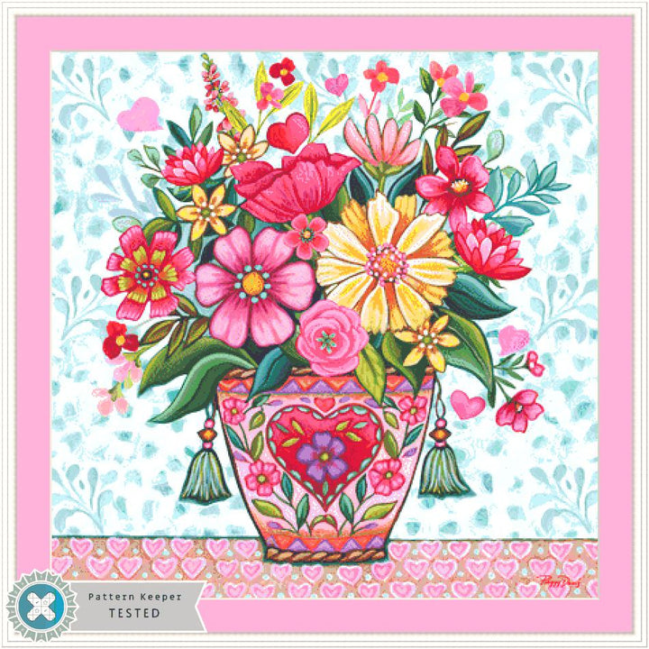 Happy Heart Floral 1 counted cross stitch pattern by Peggy Davis/Porterfields Fine Art Licensing