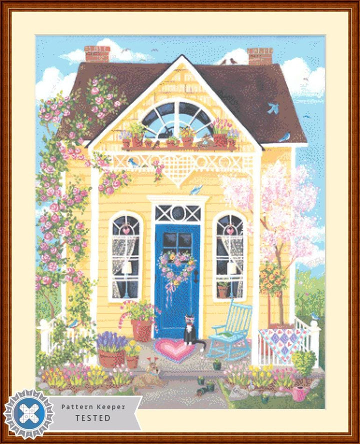 Home is Where the Heart Is counted cross stitch pattern by Kim Leo licensed by JMS Art Licensing