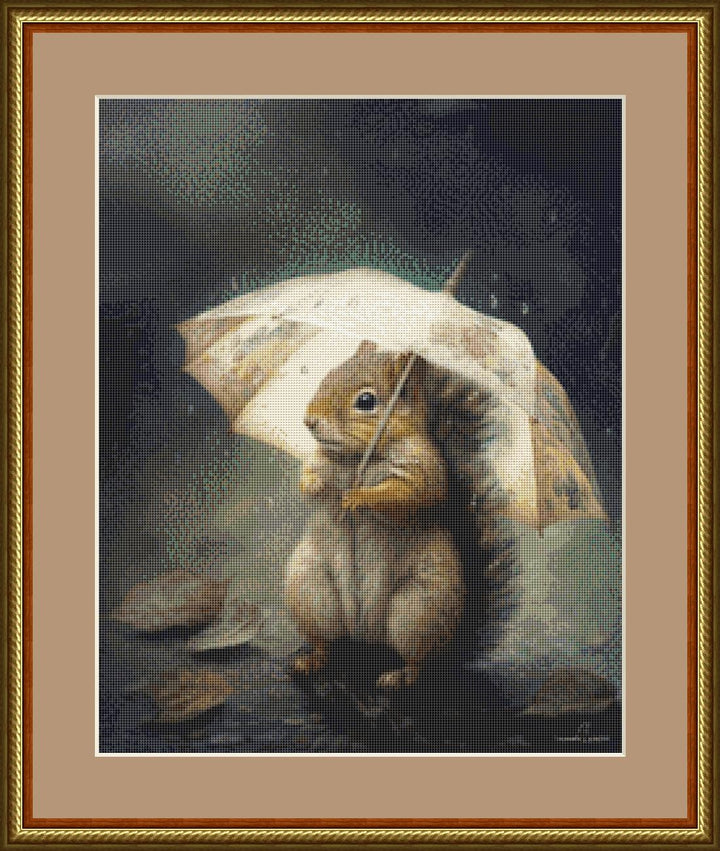 Chippy in the Rain (Small) counted cross stitch pattern by Tammy L. Gross