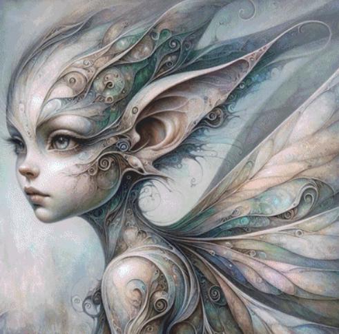 Ethereal Fairy Elida counted cross stitch pattern by Ingrid Jean AI Art