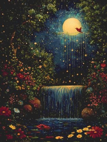 Garden of Moonlight Healing counted cross stitch pattern by IllustNation