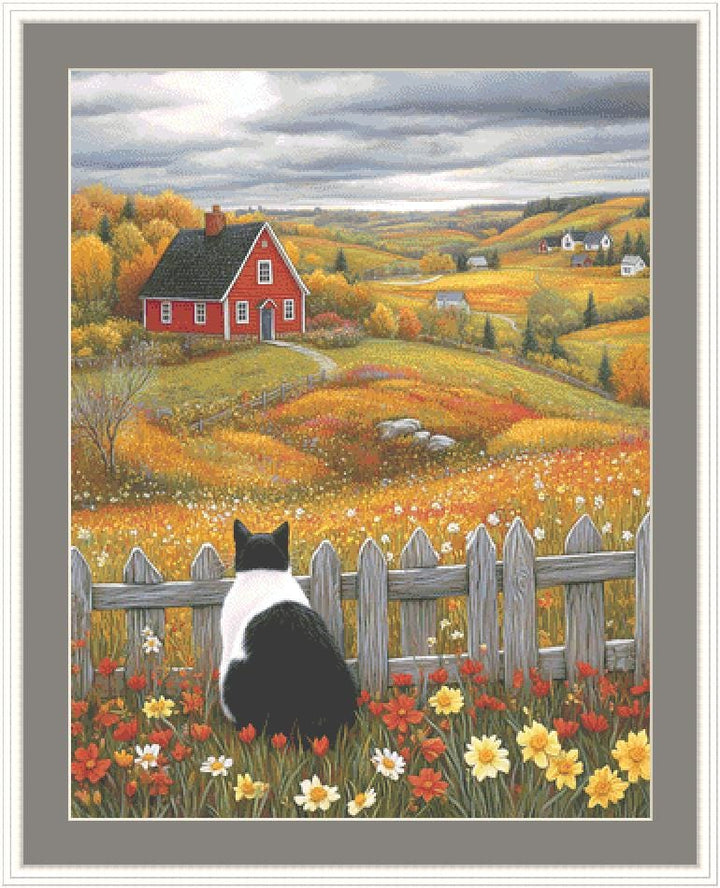 A Cat's Quiet Reverie counted cross stitch pattern by The Art Revivalist