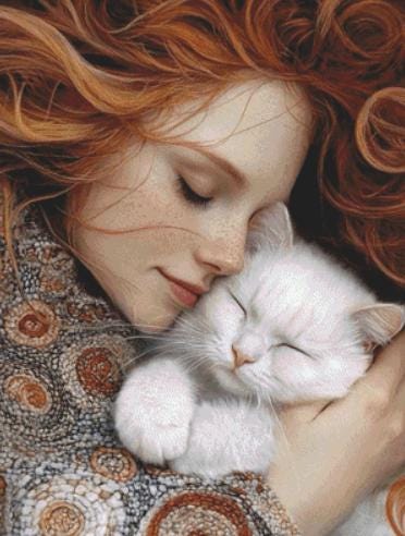 Whiskers counted cross stitch pattern by Ingrid Jean AI Art