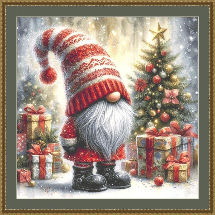 Santa's Little Helper counted cross stitch pattern by Ingrid Jean AI Art