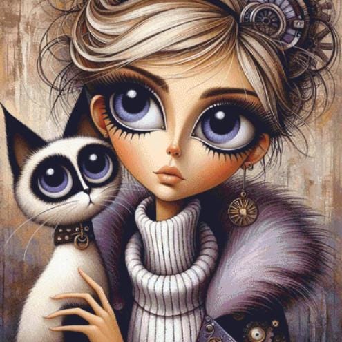 Not All Angels Have Wings...Some Have Whiskers counted cross stitch pattern by Ingrid Jean AI Art