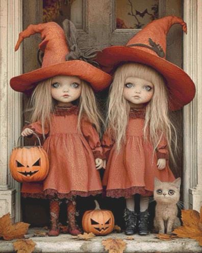 Double Trouble counted cross stitch pattern by Ingrid Jean AI Art