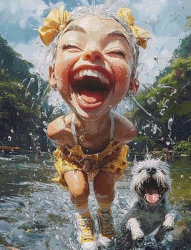 Fun in The Sun counted cross stitch pattern by Ingrid Jean AI Art