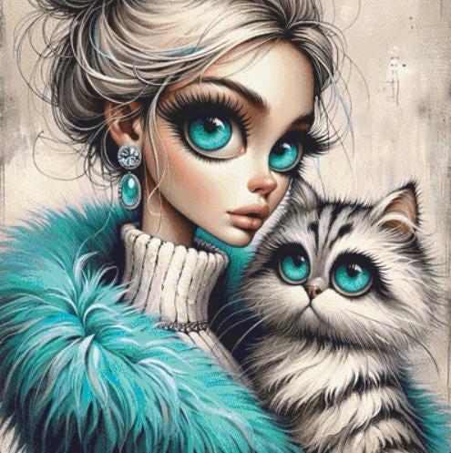 My Favorite Purrrrson counted cross stitch pattern by Ingrid Jean AI Art
