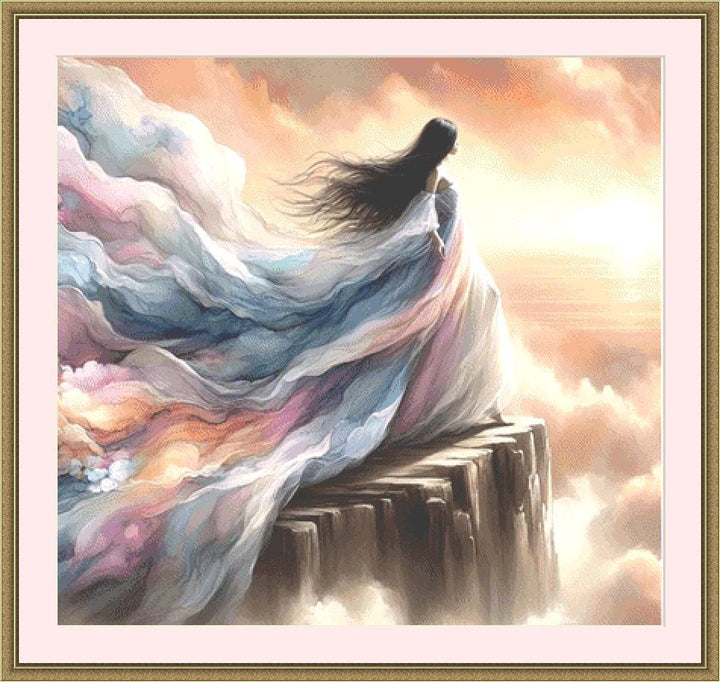 Windswept Pastels counted cross stitch pattern by Ingrid Jean AI Art