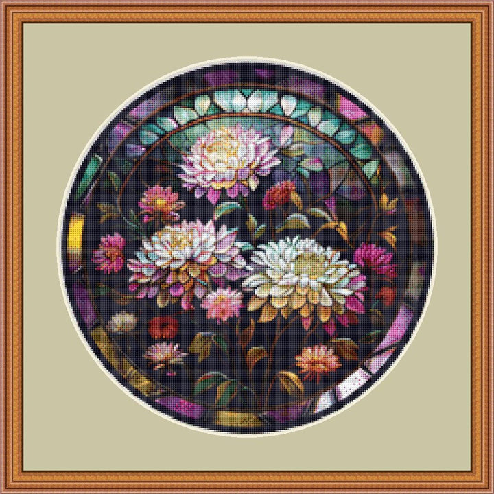 Chrysanthemum (Round) counted cross stitch pattern by Ivy Cottage Home