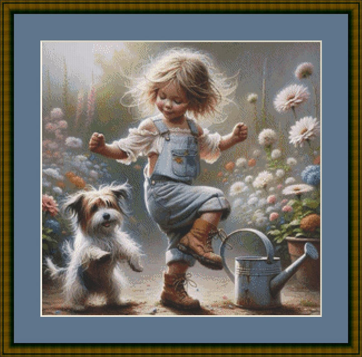 Who Says You Can't Teach an Old Dog New Tricks (Small) counted cross stitch pattern by Ingrid Jean AI Art