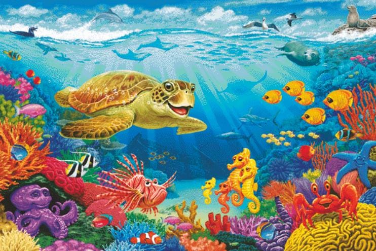 Ocean Reef 55109 (Max Size/Color) counted cross stitch pattern by Cobble Hill Puzzle Company/Ansada Art Licensing Group,LLC