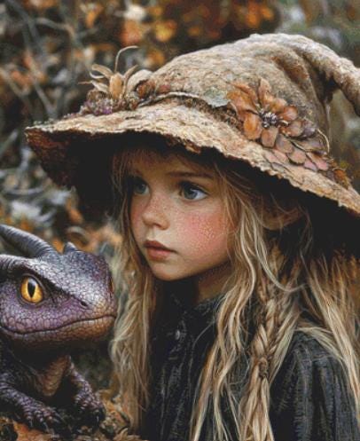 The Little Witch's Dragon counted cross stitch pattern by Serr.Kai A Quill & Ink