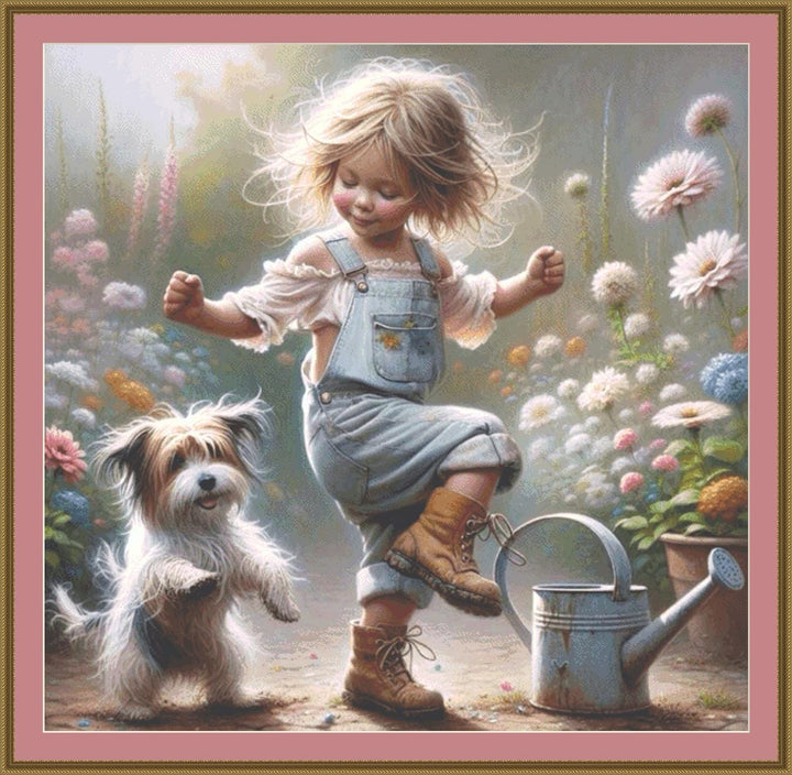 Who Says You Can't Teach an Old Dog New Tricks (Max Size/Color) counted cross stitch pattern by Ingrid Jean AI Art