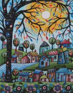 Blues Village (Small) counted cross stitch pattern by Karla Gerard
