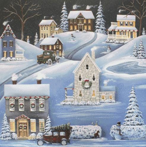 Village of Winterset counted cross stitch pattern by Catherine Holman/Ansada Art Licensing Group, LLC