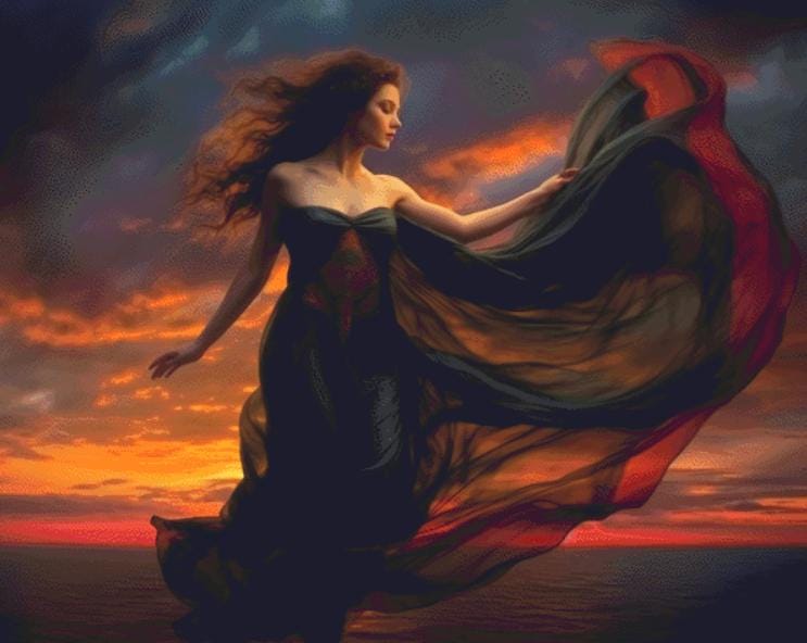 Flowy Woman (Max Size/Color) counted cross stitch pattern by Tammy L. Gross