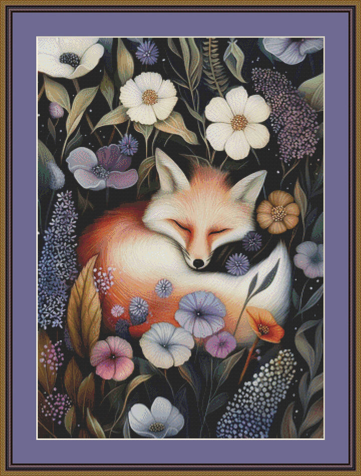 Sleeping Fox counted cross stitch pattern by Dutch Lady Mystic Art