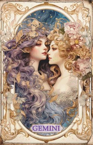 Zodiac - Gemini counted cross stitch pattern by Sharm Studio