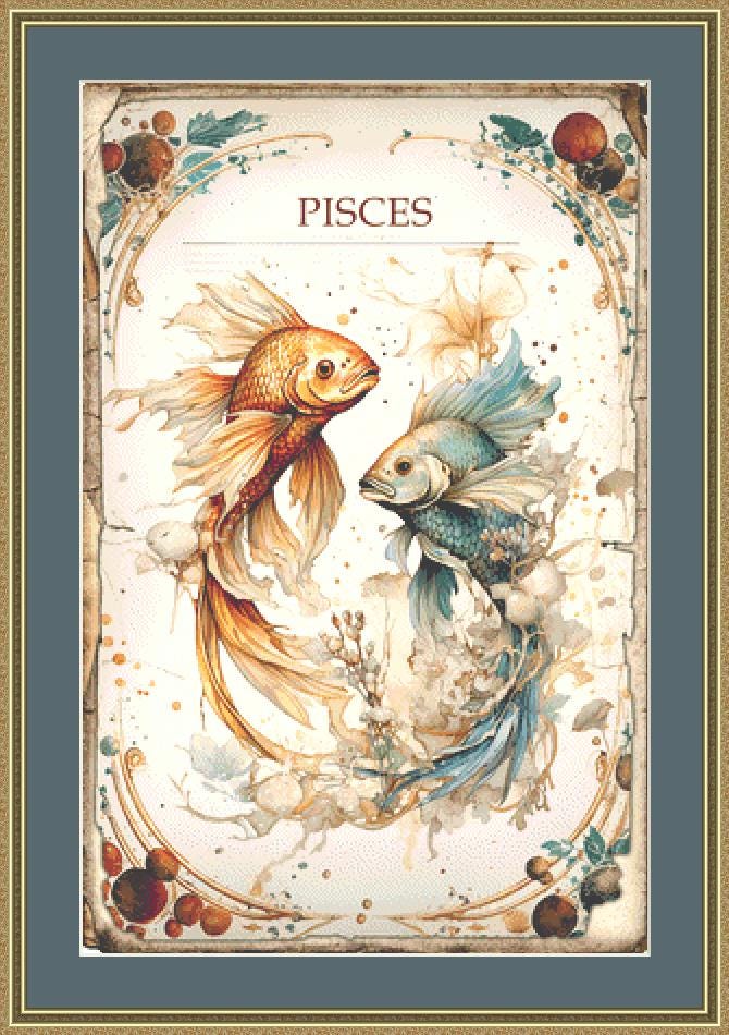 Zodiac - Pisces counted cross stitch pattern by Sharm Studio