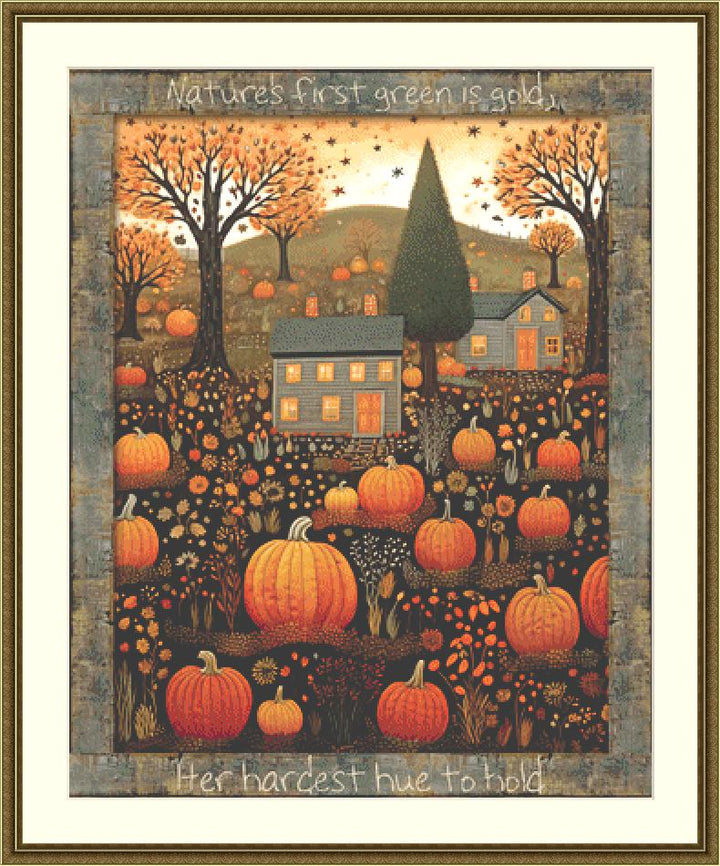 Fall House counted cross stitch pattern by Ivy Cottage Home