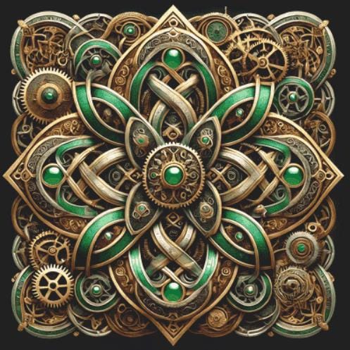 Steampunk Celtic Mandala counted cross stitch pattern by Mystic Vision Gallery