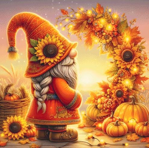 Sunflower Gnome counted cross stitch pattern by AdneLStudio