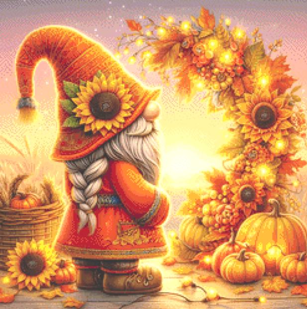 Sunflower Gnome (Small) counted cross stitch pattern by AdneLStudio