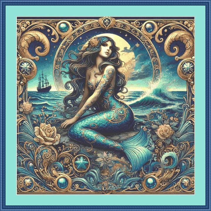 Mermaid counted cross stitch pattern by Mystic Vision Gallery