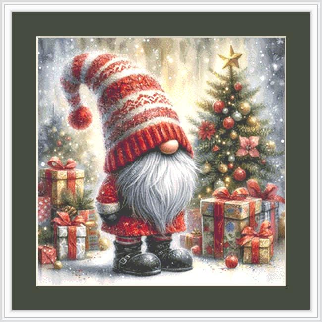 Santa's Little Helper (Small) counted cross stitch pattern by Inrgid Jean AI Art