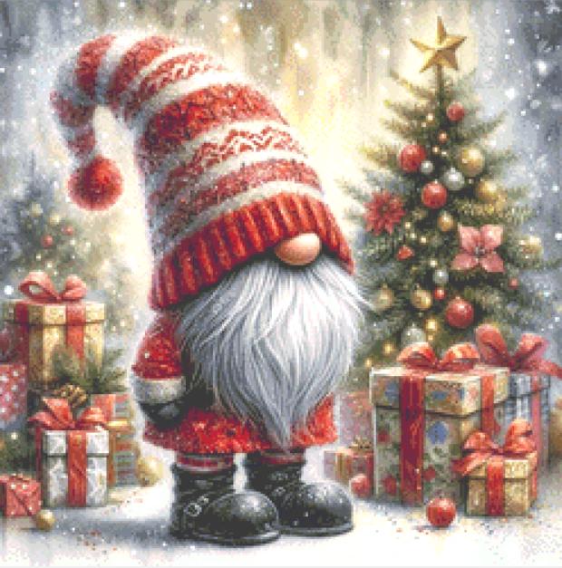 Santa's Little Helper (Small) counted cross stitch pattern by Inrgid Jean AI Art
