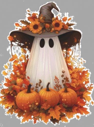 Spooky Little Ghost counted cross stitch pattern by Amethyst Garnet House