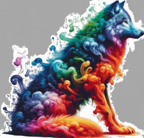 Smoke Wolf counted cross stitch pattern by Amethyst Garnet House